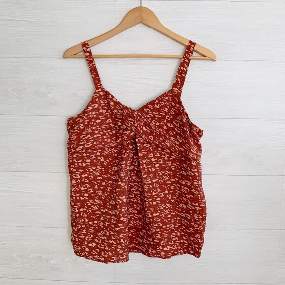 NWT Simply Vera Wang - Rust red abstract smocked back tank, M - Picture 1 of 5